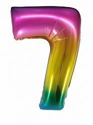 Fa (34''/86 см) Цифра, 7, Радужный, Градиент, в упаковке 1 шт.