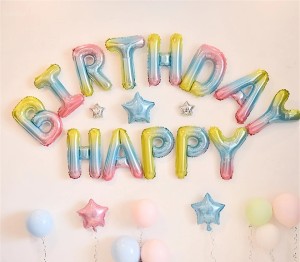 Набор шаров-букв (16''/41 см) Мини-, Надпись &quot;Happy Birthday&quot;, Нежная радуга, Градиент, в упаковке