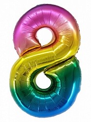 Fa (34''/86 см) Цифра, 8, Радужный, Градиент, в упаковке 1 шт.