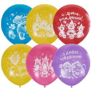 М (10&quot;/25 см) /Пастель+Декоратор (растр) 2 ст. рис Зверушки-Игрушки С ДР (50 шт.)