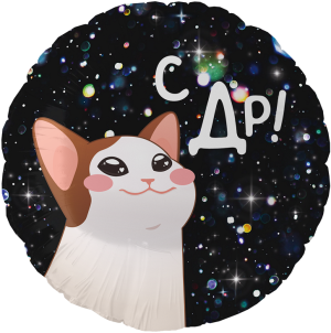 Fa (18''/46 см) Круг, С ДР! (котик), 1 шт. в уп.