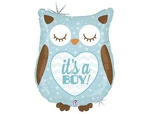 Bt (26&quot;/66 см) ФИГУРА IT'S A BOY Сова голубая блеск, 1 шт.