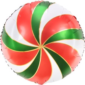 Fa (18&quot;/46 см) Круг, Леденец, Золотая полоска, Белый/Красный/Зеленый, 1 шт.