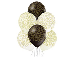 Bb (14''/35 см) /Шелкография металлик Узор Барокко ассорти, 25 шт.
