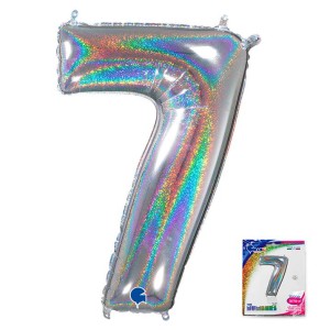 Gr (26''/65 см) Цифра &quot;7&quot; Серебро голография в упаковке, 1 шт.