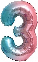 Fa (16''/41 см) Мини-цифра, 3, Нежная радуга, Градиент, 1 шт.