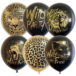 М (12&quot;/30см) BLACK&amp;GOLD ассорти рис Wild Party, 25 шт.