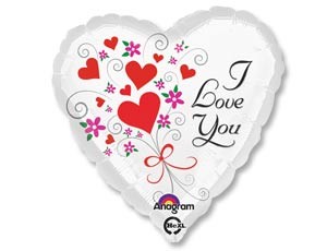 An (18&quot;/46см) /Сердца, ILY Сердца и цветы, 1 шт.