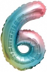 Fa (16''/41 см) Мини-цифра, 6, Нежная радуга, Градиент, 1 шт.
