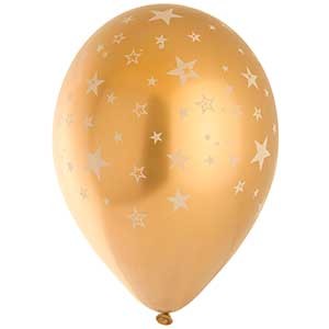 Gm (14''/35 см) Шелкография, Хром Gold Звезды, 25 шт.