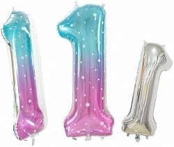 Fa (34''/86 см) Цифра, 1 Нежные искры, Розовый, Градиент, 1 шт. в упак.