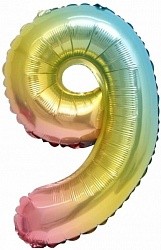 Fa (16''/41 см) Мини-цифра, 9, Нежная радуга, Градиент, 1 шт.
