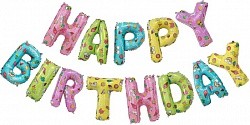 Набор шаров-букв (14&quot;/36 см) Мини-Надпись &quot;Happy Birthday&quot;, Веселые картинки, 1 шт. в упак.