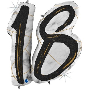 Gr (38&quot;/96 см) Цифра &quot;18&quot; Мрамор Черный, 1 шт.