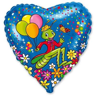 Fm (18"/45см) /Сердце, Кузнечик с шарами, 1 шт.