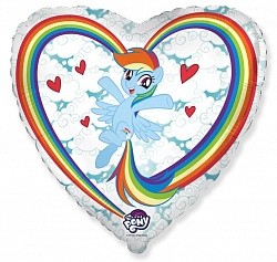 Fm (18''/46 см) Сердце, My Little Pony, Пони Радуга в облаках, Белый, 1 шт.