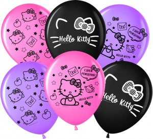 Вв (12&quot;/30 см) Hello Kitty, С Днем Рождения!, Ассорти, пастель, 2 ст, 25 шт.