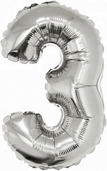 Fa (16"/41 см) Мини-Цифра с клапаном, 3, Серебро, 1 шт.