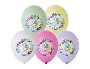 Bb (14''/35 см) /Шар с рисунком 8 Марта 8 цв, 25 шт.