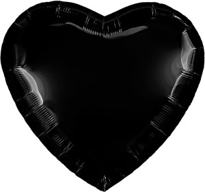 Ag (36''/91 см) Сердце, Черный блеск, 1 шт. в уп.
