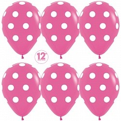 Sp (12''/30см) /Белые точки, Фуше (012), пастель, 5 ст, 12 шт.