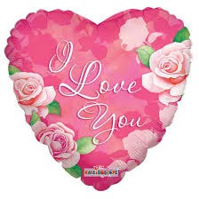 Cn (18''/45 см) /Сердце, ILY Розовые розы, 1 шт.