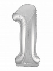 Ag (40''/102 см) Цифра, 1, Slim, Серебро, в упаковке 1 шт.