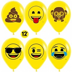 Sp (12''/30см) /Смайлы Эмоции (Озорные), Желтый (020), пастель, 2 ст многоцвет, 12 шт.
