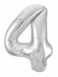 Ag (40''/102 см) Цифра, 4, Slim, Серебро, в упаковке 1 шт.