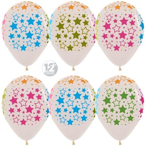 Sp (12''/30 см) /Звезды, Прозрачный, кристалл, 5 ст многоцвет флюор, 50шт.