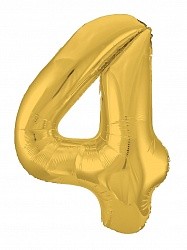 Ag (40''/102 см) Цифра, 4, Slim, Золото, в упаковке 1 шт.