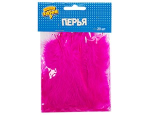 Вз Перья декоративные Ярко-розовые, 10 см, 30 шт/G