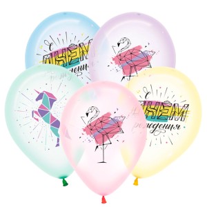 Sp (12&quot;/30 см) Нежная геометрия, Ассорти Кристалл пастельный 1 ст. цв. 25 шт.