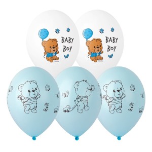 Bb (14''/36 см) Шар с рисунком + Шелк 14&quot; Мишка малыш, 25 шт.