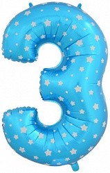 Fa (40''/102 см) /Цифра, 3, Синий, 1 шт.
