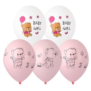 Bb (14''/36 см) Шар с рисунком + Шелк 14&quot; Мишка малышка, 25 шт.