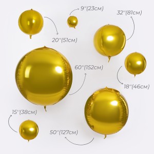 Fa 3D (60''/152 см) Сфера, Золото, 1 шт. в уп.