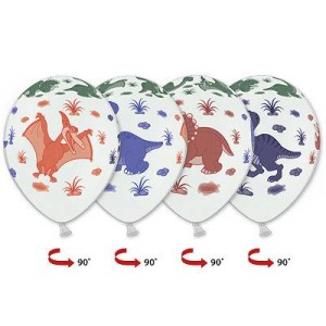 Bb (14''/35 см) Шелкография пастель Динозаврики 5цв. (25 шт.)