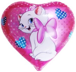 Fa (18''/45 см) /Сердце, Кошка с бантиком, 1 шт.
