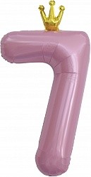 Fa (40&quot;/102 см) Цифра, 7 Золотая корона, Розовый, 1 шт. в упак.