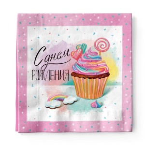 Салфетки &quot;Сладкий День Рождения&quot;, двухслойные 33*33 см 12 шт.