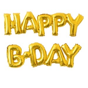 Y Фигура 88 буквы HAPPY B-DAY GOLD 59 см Х 90 см шар фольга