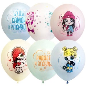 M (12&quot;/30 см) Пастель Macaroons ассорти рис. Baby Girls, 25шт.