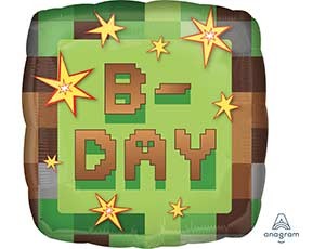 An (18&quot;/46 см) TNT Party B-DAY Пиксели квадрат S40 (1 шт.)