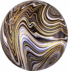 Fa (22&quot;/56 см) Сфера 3D, Мрамор, Золотая нить, Черный, Агат, 1 шт.