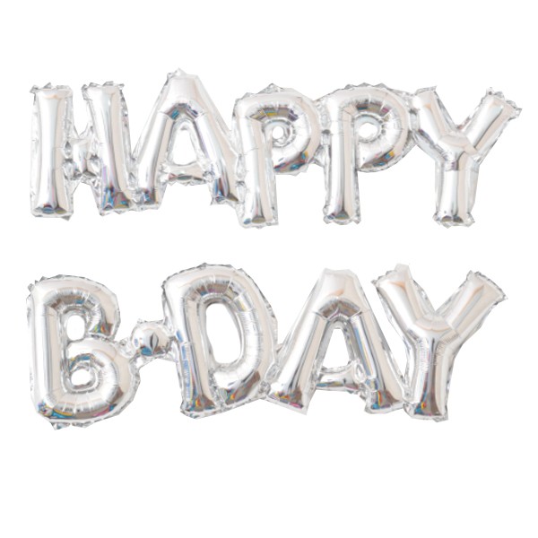 Y Фигура 89 буквы HAPPY B-DAY SILVER 59см Х 90см