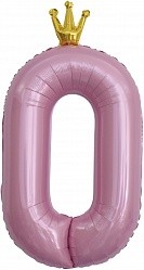 Fa (40&quot;/102 см) Цифра, 0 Золотая корона, Розовый, 1 шт. в упак.