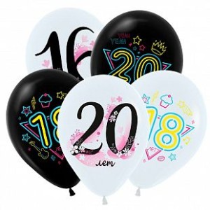 Вх (12''/30 см) Модные цифры, Ассорти Пастель 2 цв. / 25 шт.