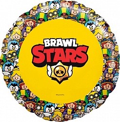 Ag (18&quot;/46 см) Круг, Brawl Stars, Герои, дизайн №2, Желтый, 1 шт. в упак