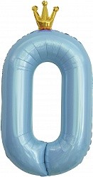 Fa (40&quot;/102 см) Цифра, 0 Золотая корона, Голубой, 1 шт. в упак.